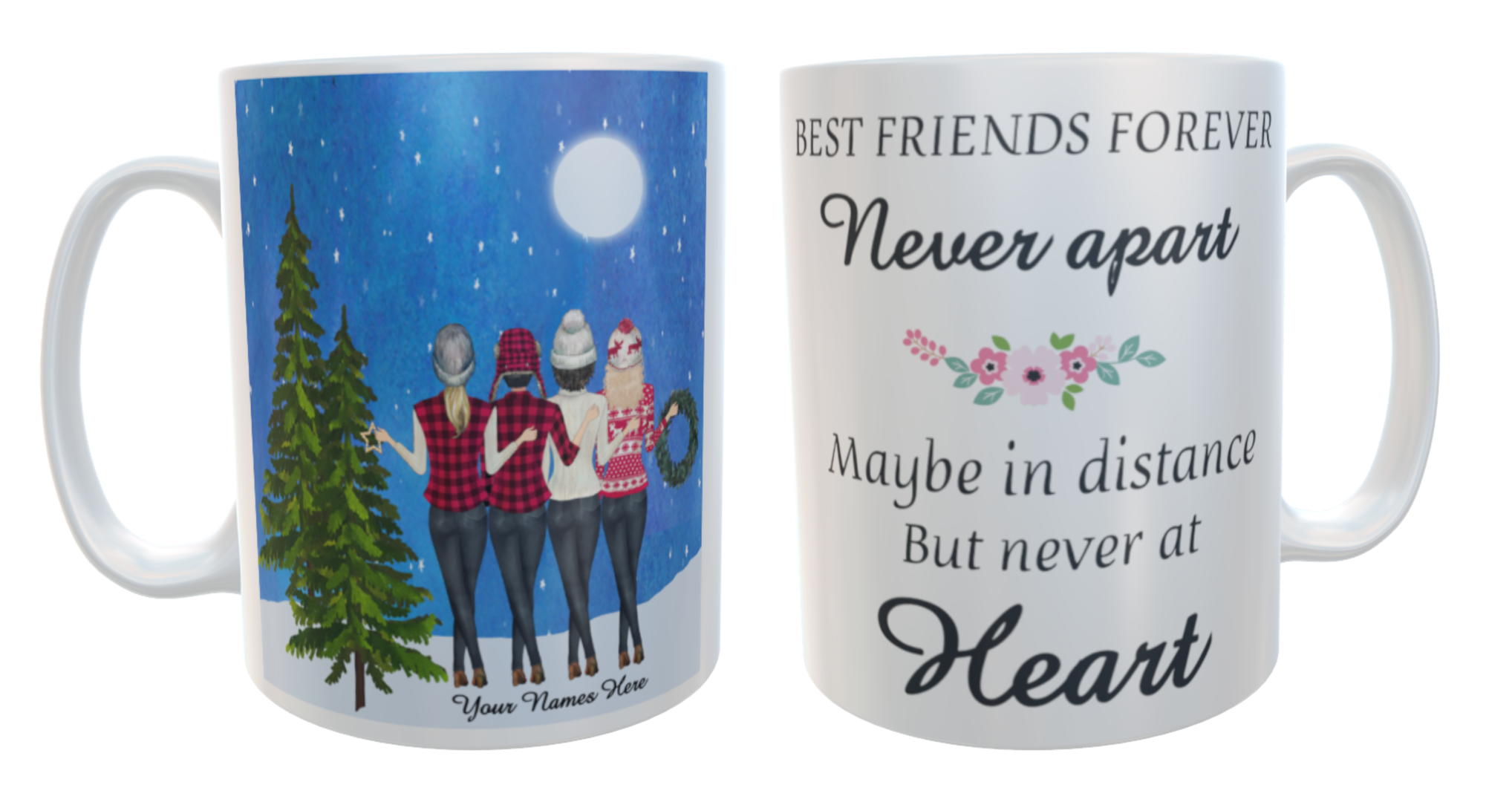 Winter Days Best Friends Forever Mug, Custom Best Friends Mug